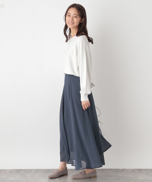 GLOBAL WORK（グローバルワーク）の「ゆるVネックニットプルオーバー＊スカートSET/115402（スカート・レディース・ブルー系その他3/ホワイト×ブラウン/ブラック×ブルー・FREE）」の20枚目の写真