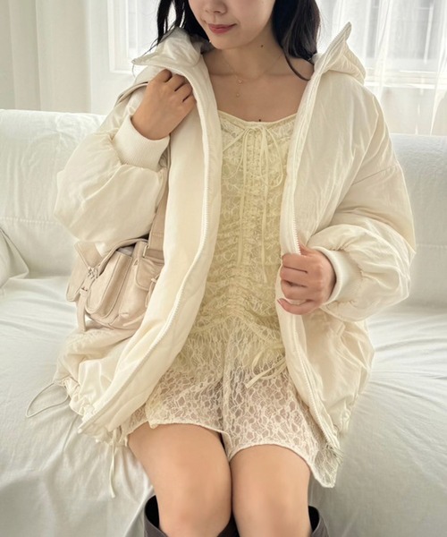 one after another NICE CLAUP（ワンアフターアナザーナイスクラップ）の「モンスターパーカーオーバーサイズブルゾン（ブルゾン・レディース・オフホワイト/ブラック/ライトグリーン/サックスブルー/ピンク・FREE）」の18枚目の写真