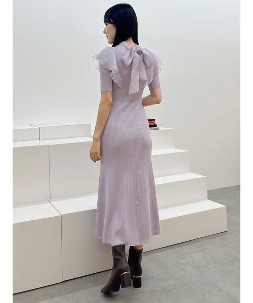 MERCURYDUO(マーキュリーデュオ)の「2WAYオーガンジードッキングラッフルニットワンピース(ワンピース・レディース・ブラック/ラベンダー/ブルー・SMALL/MEDIUM)」の9枚目の写真