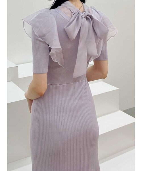 MERCURYDUO(マーキュリーデュオ)の「2WAYオーガンジードッキングラッフルニットワンピース(ワンピース・レディース・ブラック/ラベンダー/ブルー・SMALL/MEDIUM)」の11枚目の写真