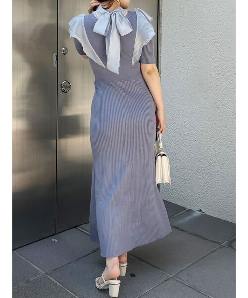 MERCURYDUO(マーキュリーデュオ)の「2WAYオーガンジードッキングラッフルニットワンピース(ワンピース・レディース・ブラック/ラベンダー/ブルー・SMALL/MEDIUM)」の13枚目の写真