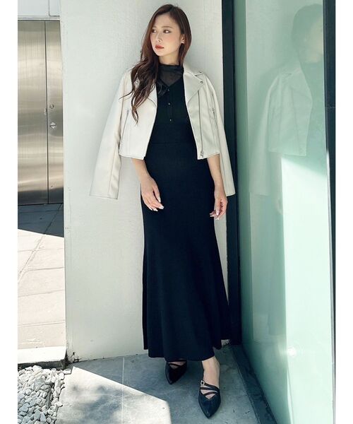 MERCURYDUO(マーキュリーデュオ)の「2WAYオーガンジードッキングラッフルニットワンピース(ワンピース・レディース・ブラック/ラベンダー/ブルー・SMALL/MEDIUM)」の17枚目の写真