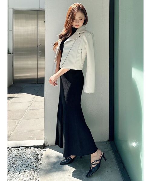 MERCURYDUO(マーキュリーデュオ)の「2WAYオーガンジードッキングラッフルニットワンピース(ワンピース・レディース・ブラック/ラベンダー/ブルー・SMALL/MEDIUM)」の18枚目の写真