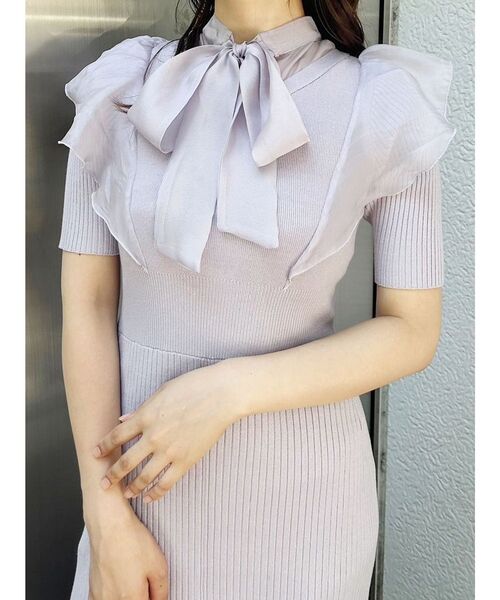 MERCURYDUO(マーキュリーデュオ)の「2WAYオーガンジードッキングラッフルニットワンピース(ワンピース・レディース・ブラック/ラベンダー/ブルー・SMALL/MEDIUM)」の22枚目の写真