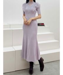 MERCURYDUO | 2WAYオーガンジードッキングラッフルニットワンピース(ワンピース)