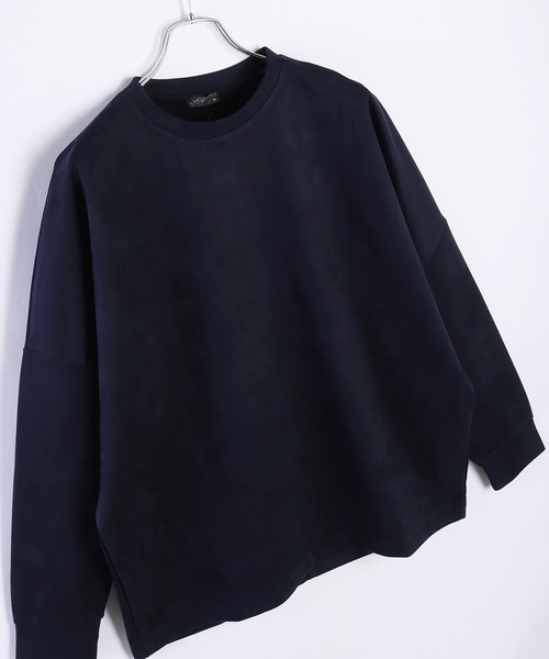 WESTSEA(ウエストシー)の「フェイクスエード 無地 ドルマンプルオーバー(Tシャツ/カットソー・メンズ・オフホワイト/グレー/チャコール/ネイビー・M/L)」の4枚目の写真
