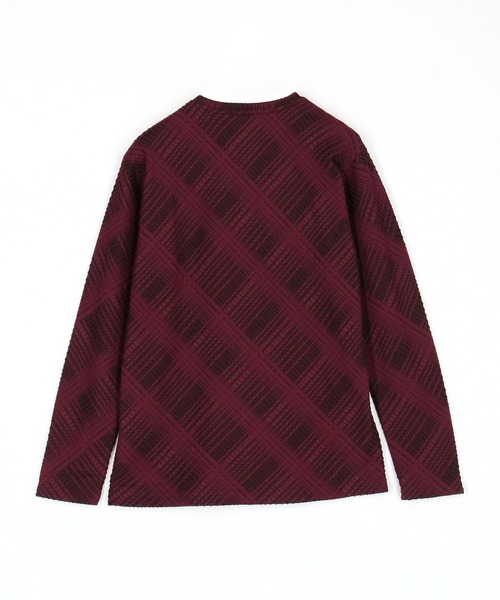 HIDEAWAYS NICOLE(ハイダウェイニコル)の「ブリスターチェックJQVネックプルオーバー(Tシャツ/カットソー・メンズ・ボルドー/ホワイト×ブラック/ホワイト×グレー/ブラック×ホワイト・MEDIUM/LARGE/X-LARGE)」の14枚目の写真
