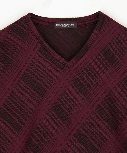 HIDEAWAYS NICOLE(ハイダウェイニコル)の「ブリスターチェックJQVネックプルオーバー(Tシャツ/カットソー・メンズ・ボルドー/ホワイト×ブラック/ホワイト×グレー/ブラック×ホワイト・MEDIUM/LARGE/X-LARGE)」の15枚目の写真