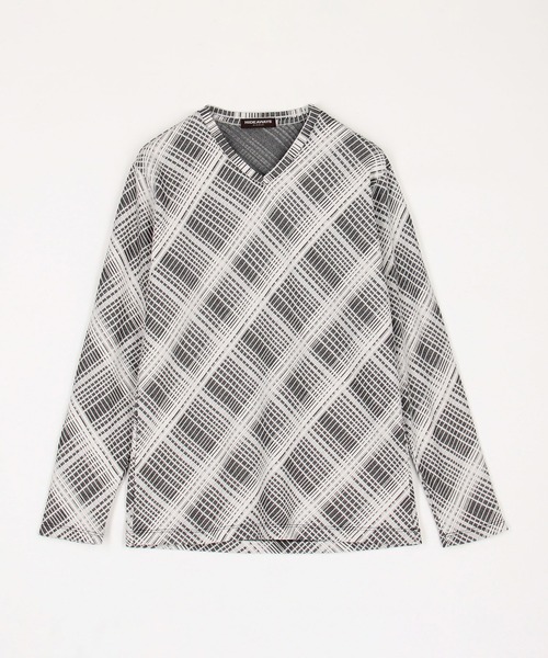 HIDEAWAYS NICOLE(ハイダウェイニコル)の「ブリスターチェックJQVネックプルオーバー(Tシャツ/カットソー・メンズ・ボルドー/ホワイト×ブラック/ホワイト×グレー/ブラック×ホワイト・MEDIUM/LARGE/X-LARGE)」の21枚目の写真