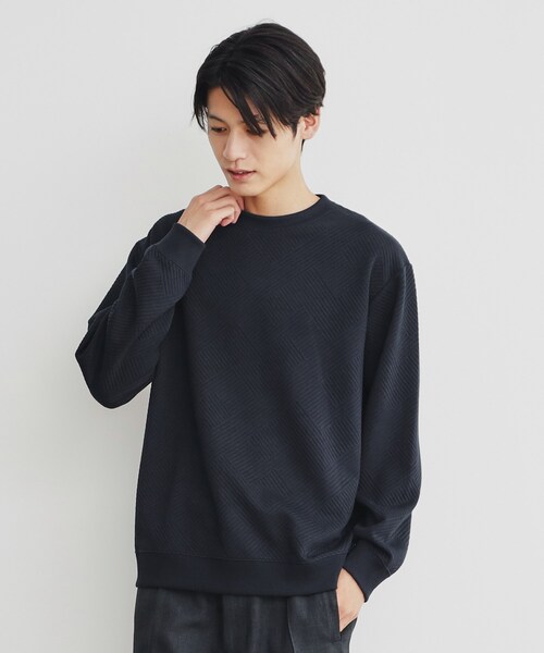 THE SHOP TK (ザ ショップ ティーケー )の「◆ふくれキルティングプルオーバー(Tシャツ/カットソー・メンズ・ブラック/オフホワイト/ネイビー・02/03/04)」の3枚目の写真