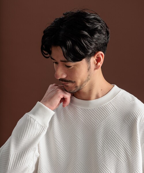 THE SHOP TK (ザ ショップ ティーケー )の「◆ふくれキルティングプルオーバー(Tシャツ/カットソー・メンズ・ブラック/オフホワイト/ネイビー・02/03/04)」の2枚目の写真