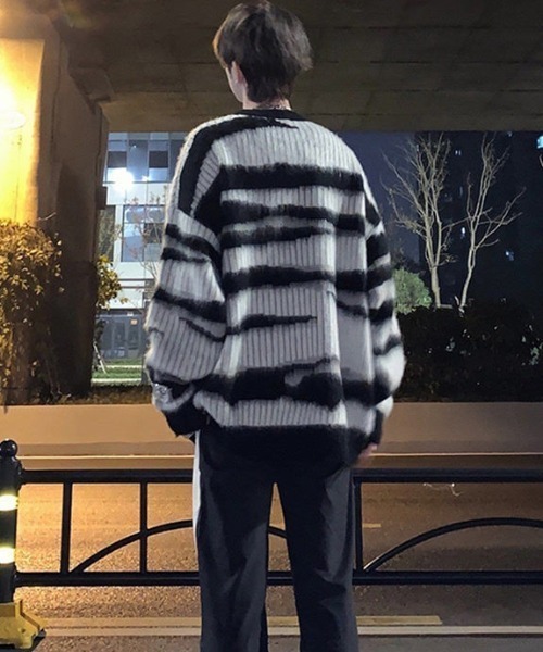 ☆men's 秋冬 ストライプ ボーダー ニット セーター 厚手 セール】【新色展開】男性秋冬厚手セーターボーダー ニット