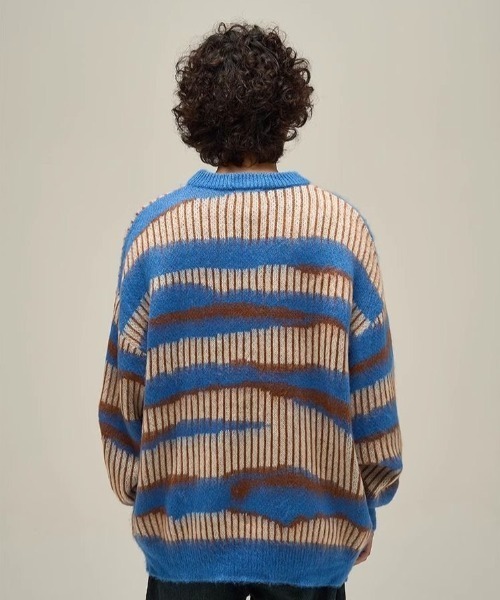 ☆men's 秋冬 ストライプ ボーダー ニット セーター 厚手 セール】【新色展開】男性秋冬厚手セーターボーダー ニット