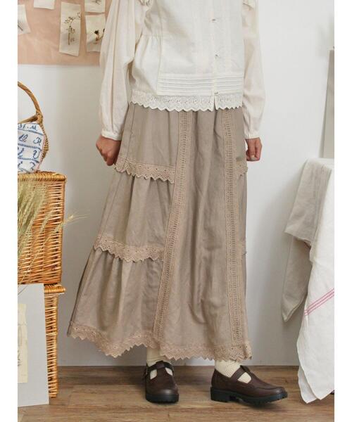 Samansa Mos2（サマンサ モスモス）の「切替レースぺチスカート（スカート・レディース・ブラック/キナリ/モカ・F）」の3枚目の写真