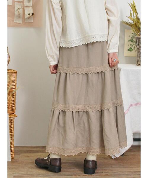 Samansa Mos2（サマンサ モスモス）の「切替レースぺチスカート（スカート・レディース・ブラック/キナリ/モカ・F）」の5枚目の写真