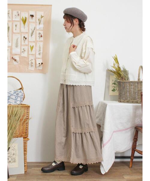 Samansa Mos2（サマンサ モスモス）の「切替レースぺチスカート（スカート・レディース・ブラック/キナリ/モカ・F）」の6枚目の写真