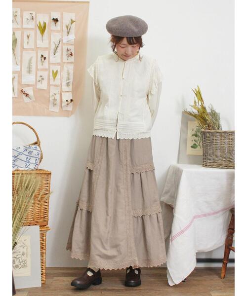 Samansa Mos2（サマンサ モスモス）の「切替レースぺチスカート（スカート・レディース・ブラック/キナリ/モカ・F）」の8枚目の写真