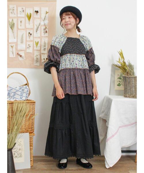 Samansa Mos2（サマンサ モスモス）の「切替レースぺチスカート（スカート・レディース・ブラック/キナリ/モカ・F）」の11枚目の写真