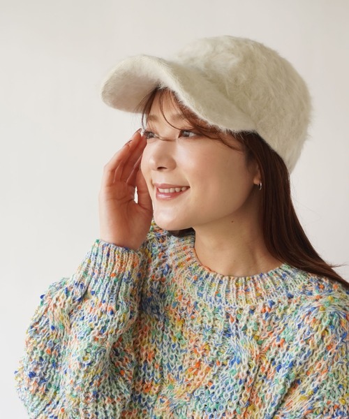 ammy.（エイミードット）の「【 ammy. / エイミードット 】 ヘアリー エコファー キャップ（キャップ・レディース・ホワイト/ブラック/グレイッシュベージュ・FREE）」の2枚目の写真