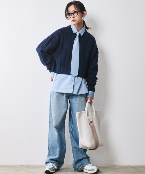 CHIC STYLE（シックスタイル）の「【販売終了】ケーブル編ショートニットプルオーバー ＜大きいサイズ有＞シックスタイル（ニット/セーター・レディース・ネイビー/グレー・M/L/LL/3L/4L/5L）」の16枚目の写真