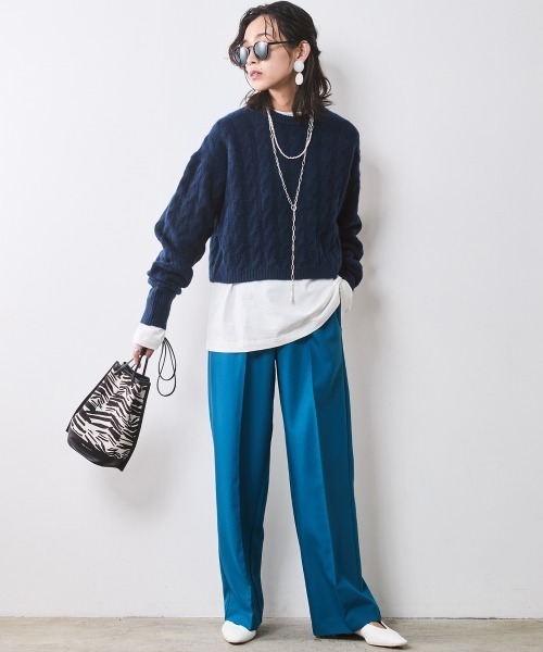 CHIC STYLE（シックスタイル）の「【販売終了】ケーブル編ショートニットプルオーバー ＜大きいサイズ有＞シックスタイル（ニット/セーター・レディース・ネイビー/グレー・M/L/LL/3L/4L/5L）」の18枚目の写真