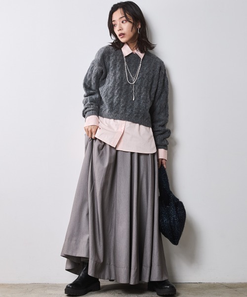 CHIC STYLE（シックスタイル）の「【販売終了】ケーブル編ショートニットプルオーバー ＜大きいサイズ有＞シックスタイル（ニット/セーター・レディース・ネイビー/グレー・M/L/LL/3L/4L/5L）」の20枚目の写真