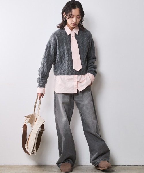 CHIC STYLE（シックスタイル）の「【販売終了】ケーブル編ショートニットプルオーバー ＜大きいサイズ有＞シックスタイル（ニット/セーター・レディース・ネイビー/グレー・M/L/LL/3L/4L/5L）」の21枚目の写真