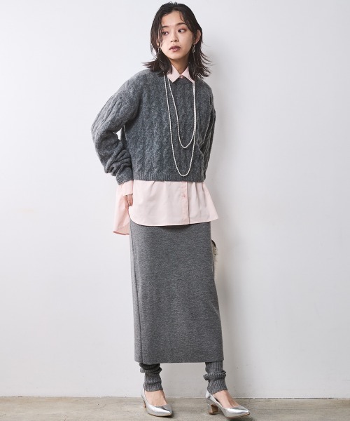 CHIC STYLE（シックスタイル）の「【販売終了】ケーブル編ショートニットプルオーバー ＜大きいサイズ有＞シックスタイル（ニット/セーター・レディース・ネイビー/グレー・M/L/LL/3L/4L/5L）」の22枚目の写真