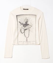 XU | ストリートファッション XU エックスユー tattoo design tops タトゥーデザイントップス スリムフィットTシャツ ロンT 長袖トップス 長袖Tシャツ ロゴTシャツ 韓国ファッション 韓国ストリート Y2K(Tシャツ/カットソー)
