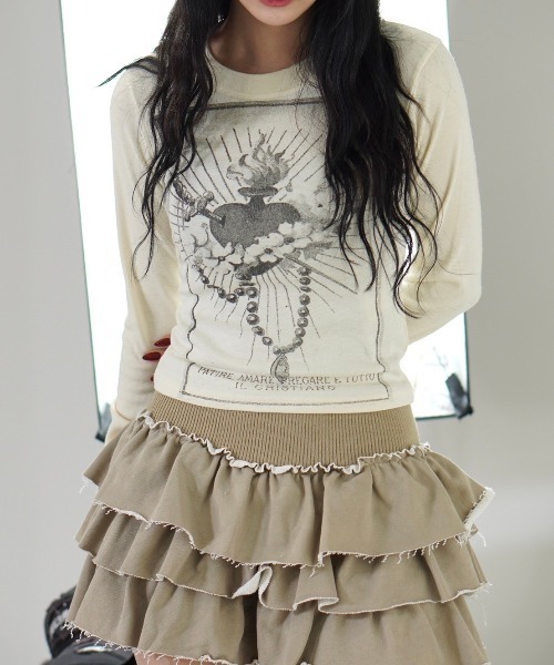 XU（エックスユー）の「【Never mind the XU】tattoo design tops / 【ネバーマインド ザ エックスユー】タトゥーデザインプリント長袖Tシャツ（Tシャツ/カットソー・レディース・カーキ/ブラック/クリーム・ONE SIZE）」の19枚目の写真