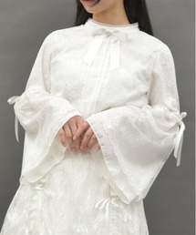 axes femme POETIQUE | リボン付レース姫袖ブラウス(シャツ/ブラウス)