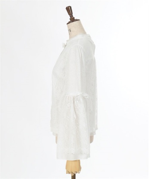axes femme POETIQUE（アクシーズファムポエティック）の「リボン付レース姫袖ブラウス（シャツ/ブラウス・レディース・ホワイト/ブラック/グレー・MEDIUM）」の7枚目の写真