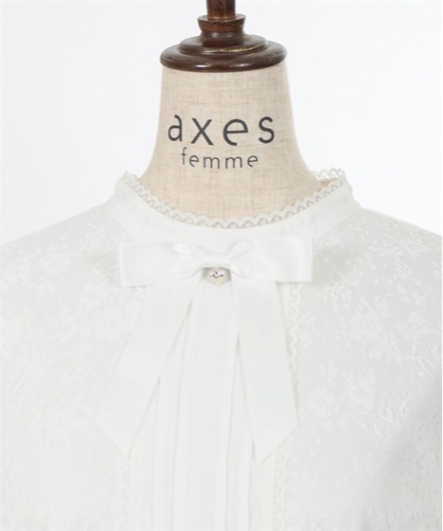 axes femme POETIQUE（アクシーズファムポエティック）の「リボン付レース姫袖ブラウス（シャツ/ブラウス・レディース・ホワイト/ブラック/グレー・MEDIUM）」の11枚目の写真