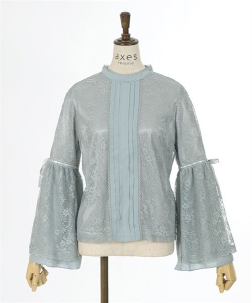axes femme POETIQUE（アクシーズファムポエティック）の「リボン付レース姫袖ブラウス（シャツ/ブラウス・レディース・ホワイト/ブラック/グレー・MEDIUM）」の18枚目の写真