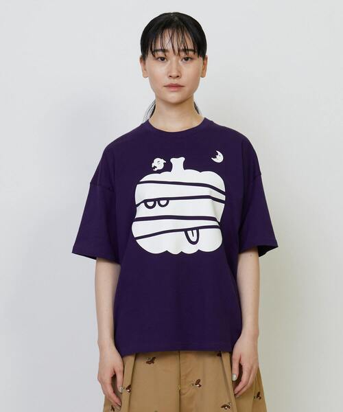 FRAPBOIS(フラボア)の「パンプキーT(Tシャツ/カットソー・レディース・ホワイト/パープル・1/2)」の2枚目の写真