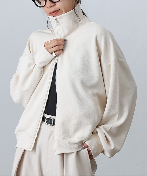 COLONY 2139（コロニートゥーワンスリーナイン）の「ジョーゼットダンボールトラックジャケット（ジャージ・レディース・チャコールグレー/オフホワイト/ブラック・FREE）」の2枚目の写真