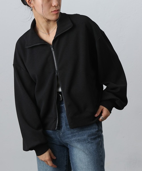 COLONY 2139（コロニートゥーワンスリーナイン）の「ジョーゼットダンボールトラックジャケット（ジャージ・レディース・チャコールグレー/オフホワイト/ブラック・FREE）」の3枚目の写真