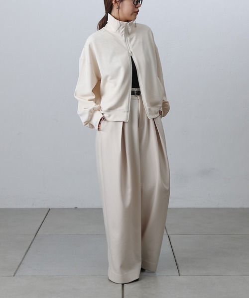 COLONY 2139（コロニートゥーワンスリーナイン）の「ジョーゼットダンボールトラックジャケット（ジャージ・レディース・チャコールグレー/オフホワイト/ブラック・FREE）」の9枚目の写真