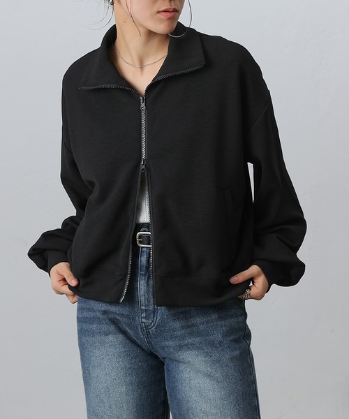 COLONY 2139（コロニートゥーワンスリーナイン）の「ジョーゼットダンボールトラックジャケット（ジャージ・レディース・チャコールグレー/オフホワイト/ブラック・FREE）」の12枚目の写真