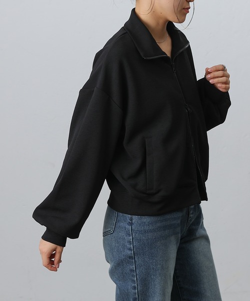 COLONY 2139（コロニートゥーワンスリーナイン）の「ジョーゼットダンボールトラックジャケット（ジャージ・レディース・チャコールグレー/オフホワイト/ブラック・FREE）」の13枚目の写真