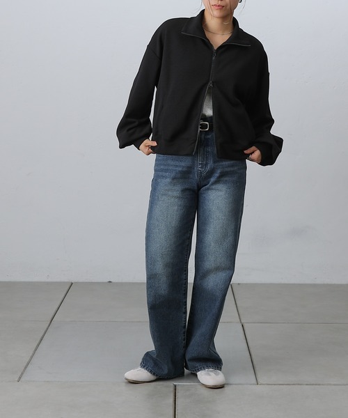 COLONY 2139（コロニートゥーワンスリーナイン）の「ジョーゼットダンボールトラックジャケット（ジャージ・レディース・チャコールグレー/オフホワイト/ブラック・FREE）」の16枚目の写真