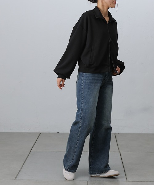 COLONY 2139（コロニートゥーワンスリーナイン）の「ジョーゼットダンボールトラックジャケット（ジャージ・レディース・チャコールグレー/オフホワイト/ブラック・FREE）」の17枚目の写真