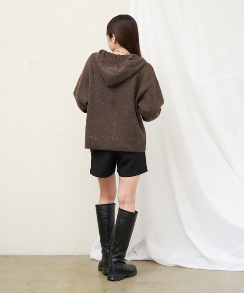 RAY CASSIN（レイカズン）の「【本日限定！リバイバル販売決定】ニットフードダブルジップブルゾン（ニット/セーター・レディース・ブラウン系1/レッド/ホワイト系1/チャコールグレー/アイボリー・FREE）」の10枚目の写真