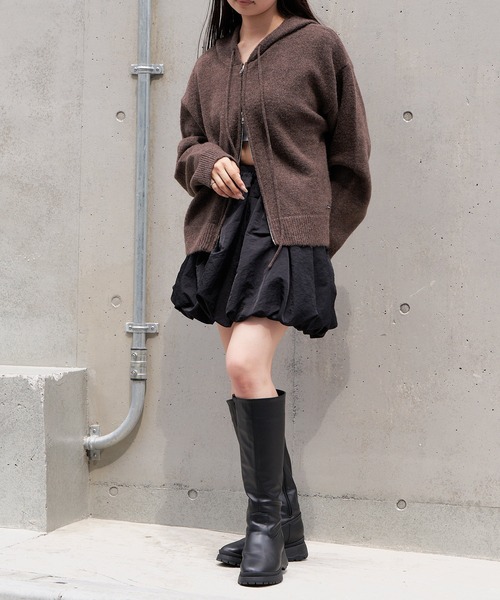 RAY CASSIN（レイカズン）の「【本日限定！リバイバル販売決定】ニットフードダブルジップブルゾン（ニット/セーター・レディース・ブラウン系1/レッド/ホワイト系1/チャコールグレー/アイボリー・FREE）」の19枚目の写真