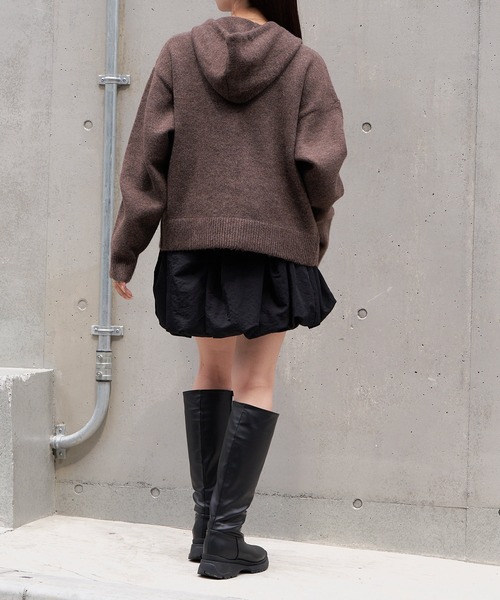 RAY CASSIN（レイカズン）の「【本日限定！リバイバル販売決定】ニットフードダブルジップブルゾン（ニット/セーター・レディース・ブラウン系1/レッド/ホワイト系1/チャコールグレー/アイボリー・FREE）」の20枚目の写真