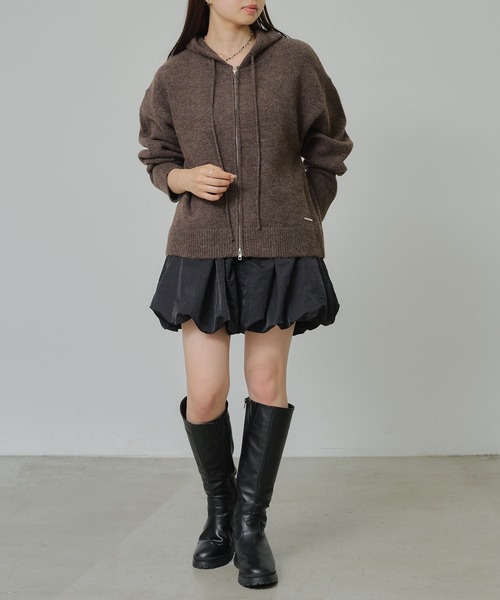 RAY CASSIN（レイカズン）の「【本日限定！リバイバル販売決定】ニットフードダブルジップブルゾン（ニット/セーター・レディース・ブラウン系1/レッド/ホワイト系1/チャコールグレー/アイボリー・FREE）」の22枚目の写真