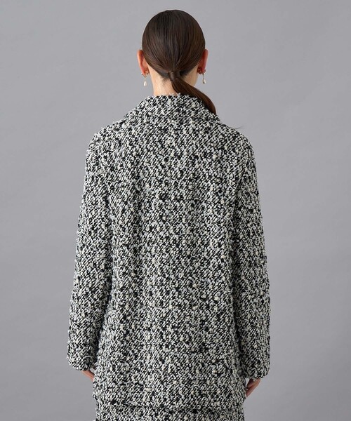 セール】【セットアップ対応商品】モノトーンリボンツイードコート
