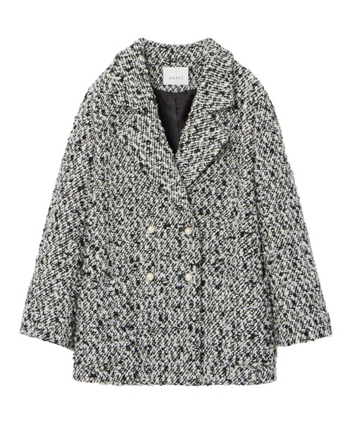 セール】【セットアップ対応商品】モノトーンリボンツイードコート