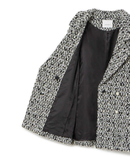 セール】【セットアップ対応商品】モノトーンリボンツイードコート