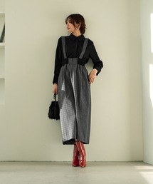 STYLE DELI | ストライプ生地サスペンダー付きスカート(スカート)